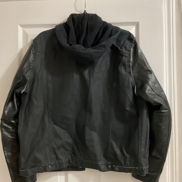 Men’s Gap En Noir Waxed Denim and Leather Biker Jacket, Large - Picture 7 of 9